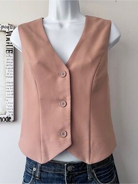 Abercrombie & Fitch Tan Button Front Women’s Indie Sleeze Cropped Vest Size S